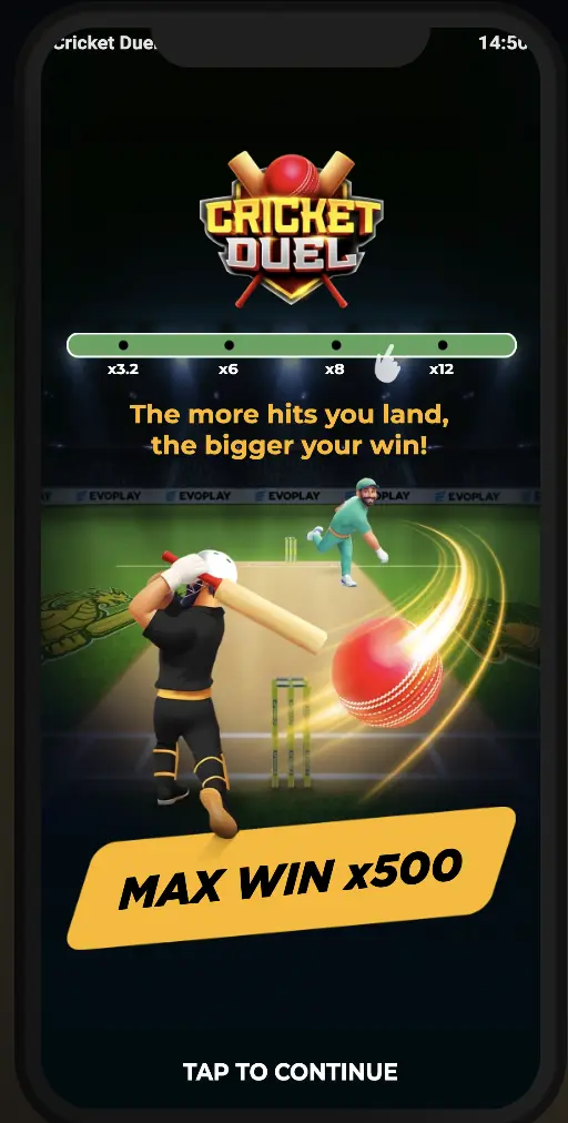 Cricket Duels mobile version on iOS device showing team selection